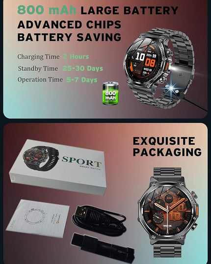 Fitness Smart Watch for Men Women, Bluetooth Calling & 1.8" AMOLED, SpO2/Heart Rate/Sleep Tracker, 100+ Workout Modes, IP67 Waterproof, 7+Day Battery, iPhone Android Compatible (Space Gray)