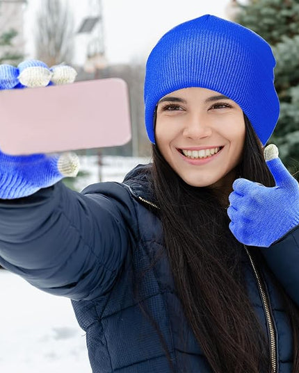48 Pcs Bulk Winter Knit Beanies Gloves Men Women Warm Beanie Touchscreen Gloves Set Cozy Winter Accessories