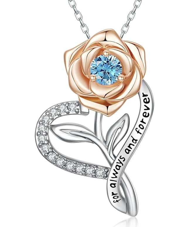 LAVALE Heart Birthstone Necklace for Women, Ideal Anniversary Birthday Gifts for Women Wife Girlfriend Her, Amazing Valentine's day Gift for Mom Women