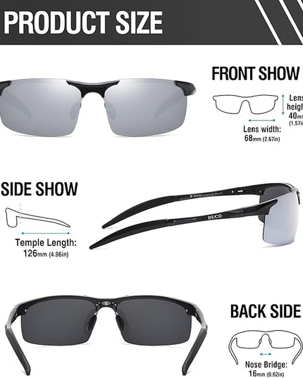 DUCO Mens Sports Polarized Sunglasses UV Protection Sunglasses for Men 8177s