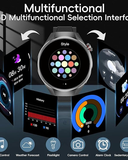 Military Tactical Smart Watch for Men,1.75" Large Crystal Clear HD AMOLED Touchscreen Smartwatches for Android iOS,Fitness Tracker with 120+Sport Modes/Heart Rate/Sleep Monitor (Silver)