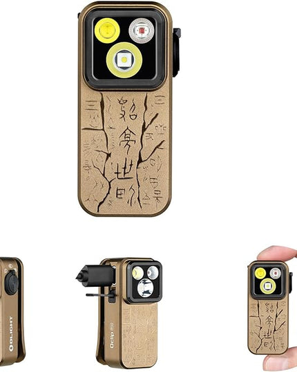 OLIGHT Oclip Pro EDC Flashlight Clip-on Light, Rechargeable 500 Lumens with Three Lighting Solutions Type-C Charging, Magnetic Flash Lights for Outdoor or Indoor Use(Ancient Script)