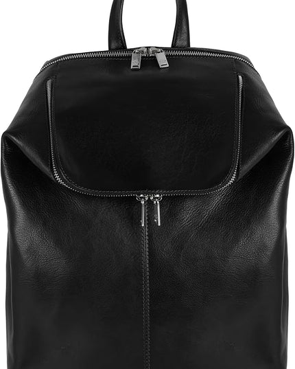 Time Resistance Leather Backpack - Unisex Business Rucksack Laptop Bag for Bag and Women (Black)