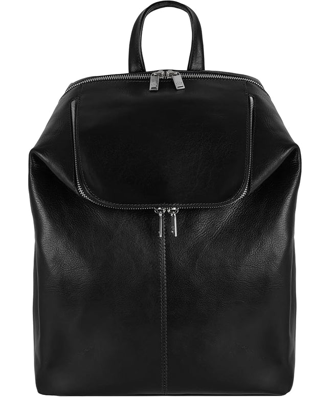 Time Resistance Leather Backpack - Unisex Business Rucksack Laptop Bag for Bag and Women (Black)