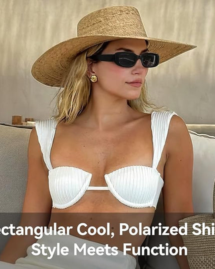 Dollger Rectangle Sunglasses for Women Men Trendy Retro Fashion Sunglasses UV 400 Protection Square Fram