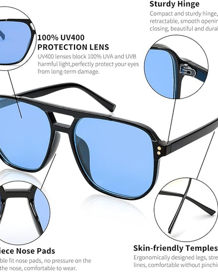 FEISEDY Retro Square Aviator Sunglasses Women Men 70s Vintage Trendy Plastic Frame Sun Glasses B2835