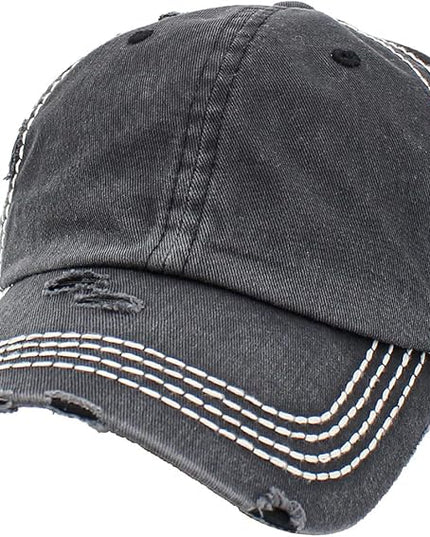 KBETHOS Vintage Washed Distressed Cotton Dad Hat Baseball Cap Adjustable Polo Trucker Unisex Style Headwear
