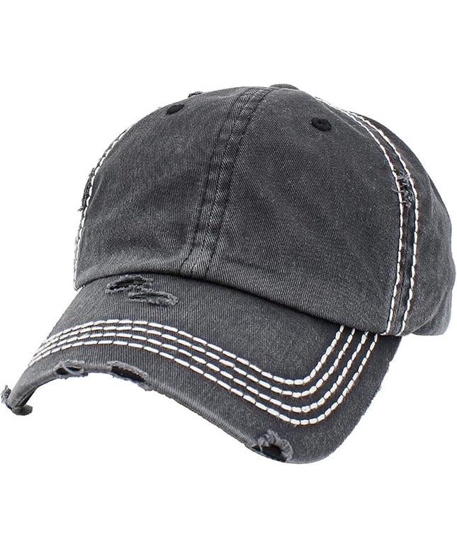 KBETHOS Vintage Washed Distressed Cotton Dad Hat Baseball Cap Adjustable Polo Trucker Unisex Style Headwear