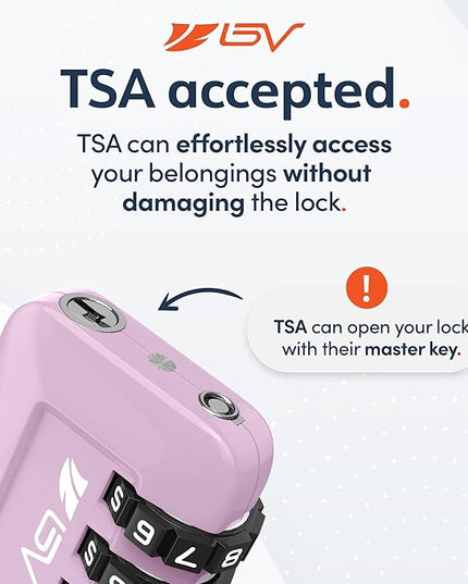 TSA Accepted Luggage Travel Lock, Set-Your-Own Combination Lock for School Gym Locker, Luggage Suitcase Baggage Locks, Filing Cabinets, Toolbox, Case (Purple, 2 Pack)