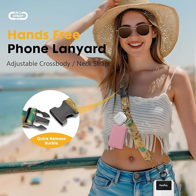 Phone Lanyard Crossbody, Highland Cow Cell Phone Strap for Around The Neck Adjustable, Western Teacher Anti Theft Cute Lanyard for iPhone Case ID Holder Keys Accessories Travel Essential