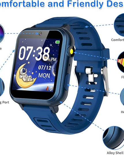Phyulls Smart Watch for Kids with 39 Games Alarm Clock, Touchscreen, Calendaring Camera Music Player Time Display Video & Audio Recording, Toys for 3-12 Years Old Boys