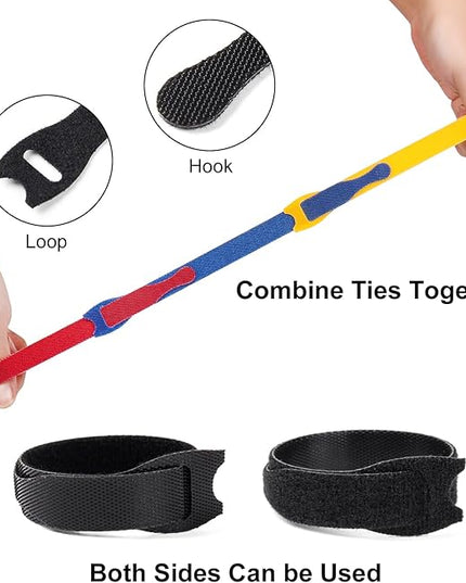 OneLeaf 180PCS Valuable Wire Organizer 4Inch Reusable Cable Ties with Hook and Loop, Colorful Fastening Cord Ties Wire Management for Home, Office, Data Centers, and Electronics, 5 colors