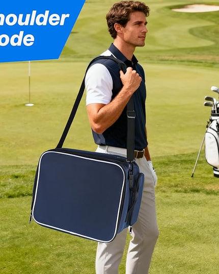 Golf Trunk Organizer, 3 Layer Golf Accessories for Men, 2 Pair Shoes Separate Ventilated Compartment Golf Organizer for Car, Balls, Clothes, Gloves, Accessories Golf Gifts (Add shoulder straps)