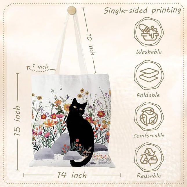 Aesthetic Canvas Tote Bag with Zipper Pockets & Snaps for Women,Reusable Shopping Grocery Bags Gifts -Work, Gym