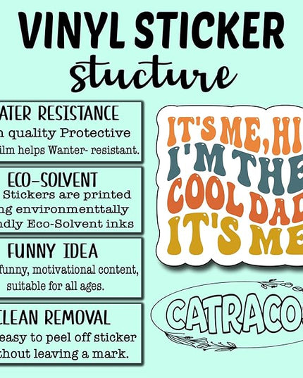 (3Pcs) It's Me Hi I'm The Cool Dad It's Me Sticker, Decal Gifts Dad Decorate Books Laptop Phone Water Bottles Kindles Stickers Tumbler Sticker Waterproof Vinyl Decorate Sticker 3" Inch