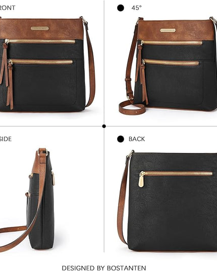 BOSTANTEN Crossbody Purses for Women Medium Shoulder Bag Quilted Handbags with Zipper Pocket