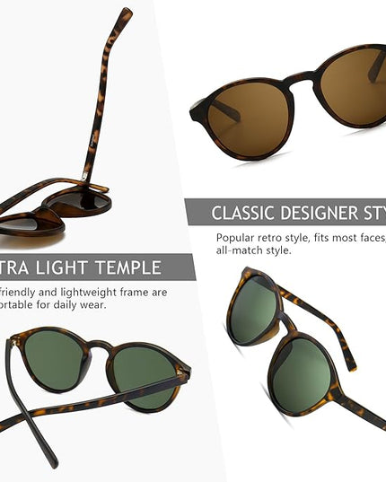 SUNGAIT Classic Vintage Round Polarized Sunglasses for Women Men Retro Style UV400