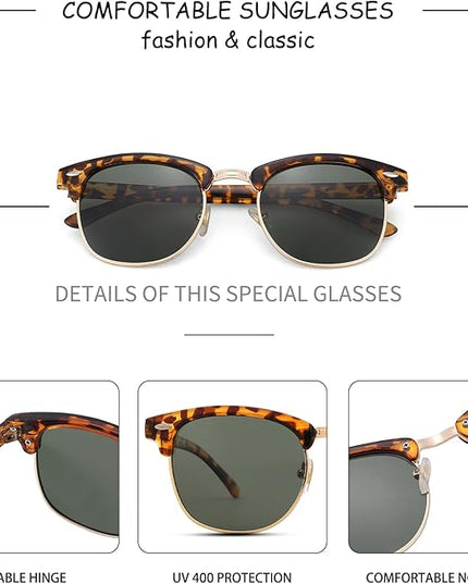 Pro Acme Semi-Rimless Polarized Sunglasses UV 400 Protection for Women Men