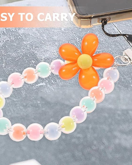 4pcs Bohemian Beaded Phone Charm Chain with Wrist Strap Key Chain and Backpack Decoration Lightweight Colorful Handmade Phone Lanyards for Women