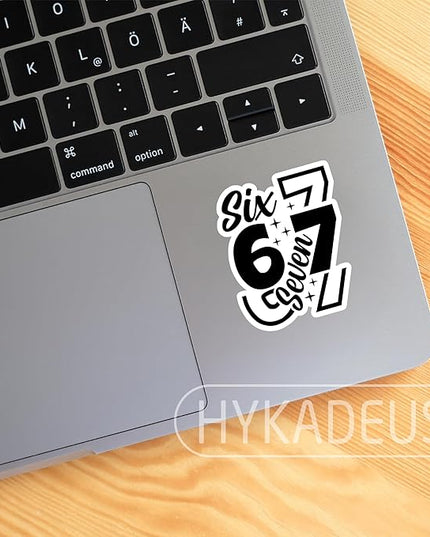 (3Pcs) Six Seven 67 Stickers Funny Gen Alpha Slang 6 7 Meme Vinyl Decals Waterproof for Laptop, Water Bottle, Phone Case, Tumbler, Helmet, Scrapbooking, 3" x 2.5"
