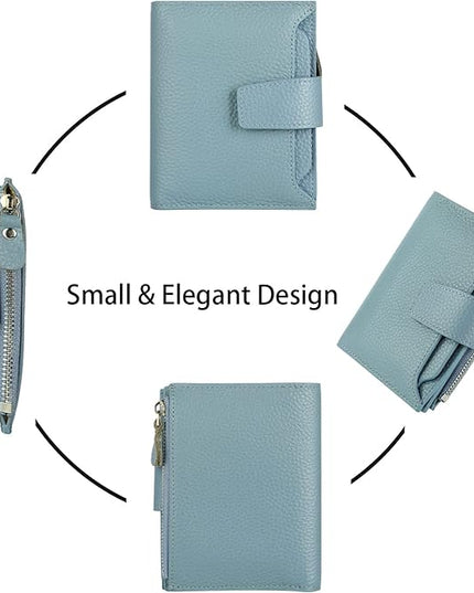 Lavemi Small Compact Women Wallet RFID Blocking Genuine Leather Bifold Purse with ID Windows