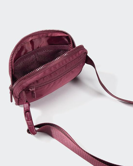 Pander Two Way Zipper Fanny Pack Nylon Everywhere Belt Bag for Women, Water Repellent Waist Packs, Crossbody Bags with Adjustable Strap (Red Merlot).