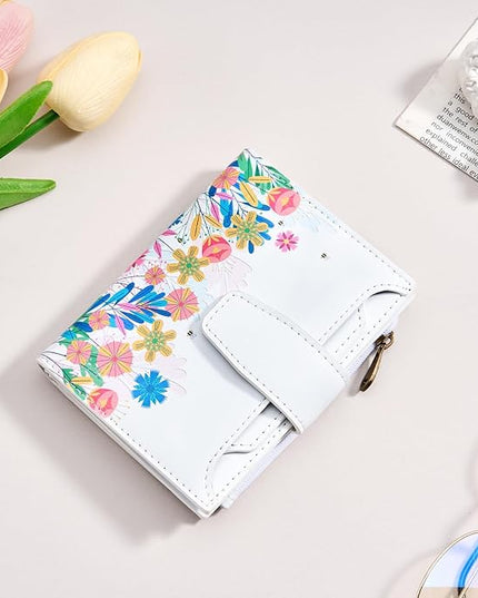 Airkit Small Wallet Women RFID Blocking Leather Bifold Compact Card Holder Wallet for Women with Zipper Coin Pocket 4 ID Window