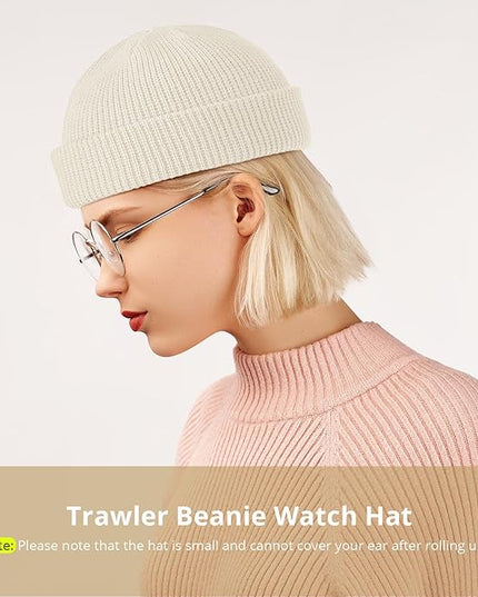 SATINIOR 4 Pieces Trawler Beanie Watch Hat Roll up Edge Skullcap Fisherman Beanie Unisex
