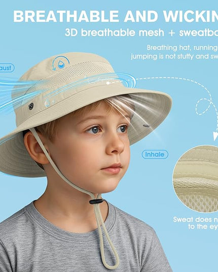 Century Star Outdoor Kids Sun Hat UPF 50+ Quick Dry Adjustable Bucket Hat Windproof Waterproof Beach Fishing Safari Hat