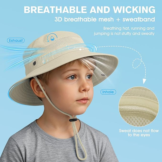 Century Star Outdoor Kids Sun Hat UPF 50+ Quick Dry Adjustable Bucket Hat Windproof Waterproof Beach Fishing Safari Hat