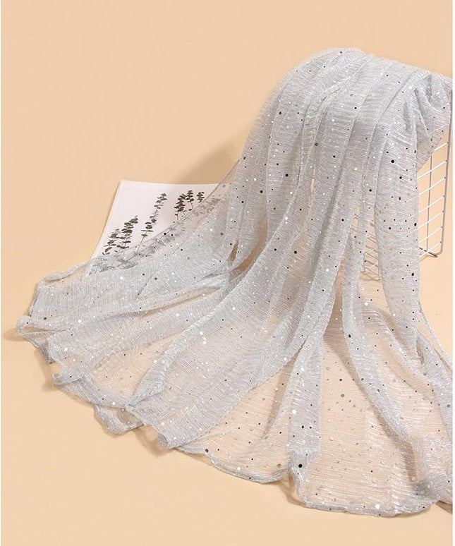 Floerns Women's Sequin Bandana Square Scarf Silk Scarves Mesh Shawl and Wrap for Evening Dresses