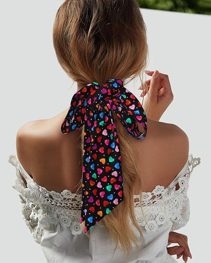 Valentine Red Hearts Bandanas Head Scarf For Women Hair Scarves Accessories Lightweight Fashion Wrap Neck Headscarf