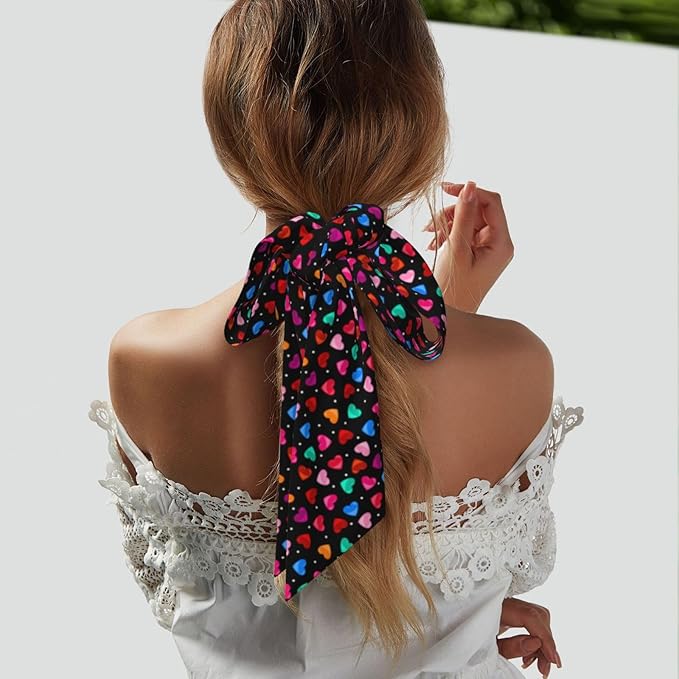 Valentine Red Hearts Bandanas Head Scarf For Women Hair Scarves Accessories Lightweight Fashion Wrap Neck Headscarf