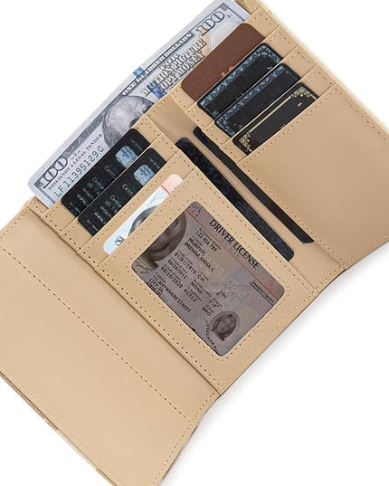 Montana West Small Wallets for Women Trifold Cow Print Wallet Ladies Female Credit Card Cash Wallet Western RFID Blocking Womens Wallets Khaki with ID Window