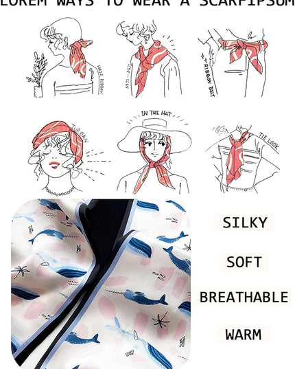 Head Scarf Purse Handle Neck Satin Hair Scarfs For Bag Lightweight Silky Long Thin Women's Fashion Scarves 59 * 5.9”