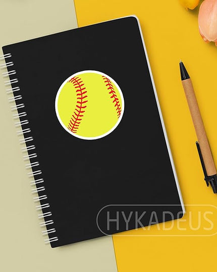 (3Pcs) Softball Stickers Waterproof Vinyl Softball Ball Decals for Water Bottle, Tumbler, Laptop, Phone Case, Poster Board, Scrapbooking, Team Players, Coach, 3" x 3"