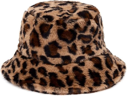Women Plush Fluffy Bucket Hat Warm Lining Winter Faux Fur Cozy Wide Brim Winter