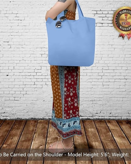 TOPDesign 1-Pack Super Strong Large 12oz Cotton Canvas Tote Bag, Reusable Grocery Shopping Cloth Bag, Fashionable Two-Tone Tote for Crafts, DIY Your Creative Designs