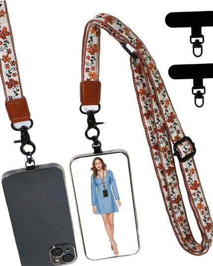 Adjustable Lanyard for Phone, Camera, Name Tags, ID card, Keychain and Wristlet Straps with 2 phone pads(Black)