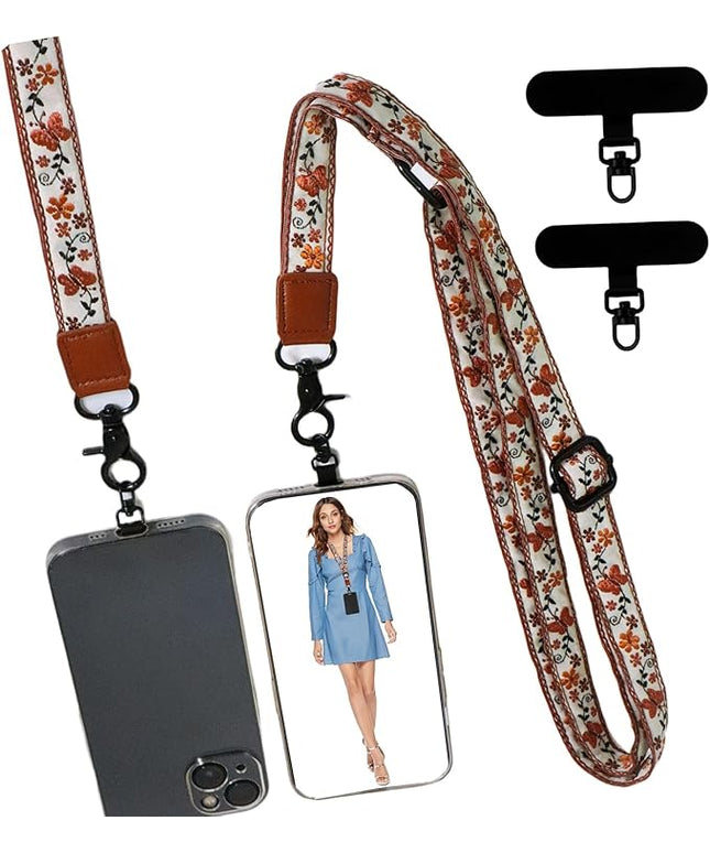 Adjustable Lanyard for Phone, Camera, Name Tags, ID card, Keychain and Wristlet Straps with 2 phone pads(Black)