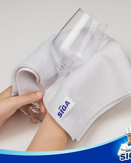 MR.SIGA Microfiber Cleaning Cloth, All-Purpose Microfiber Towels, Streak Free Cleaning Rags, Pack of 12, White, Size 32 x 32 cm(12.6 x 12.6 inch)