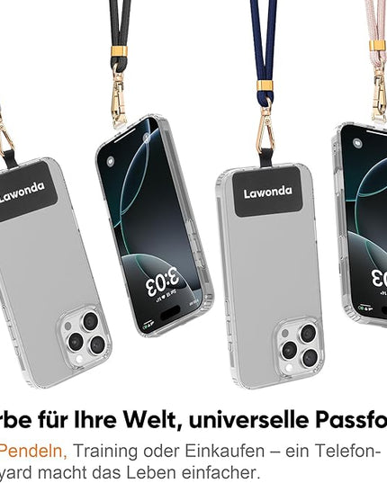Phone Lanyard Universal Crossbody Cell Phone Strap Anti-Theft Adjustable Neck Lanyard for iPhone 17 Pro Max 2pcs Phone Patchs Tether Pads Apricot Tint