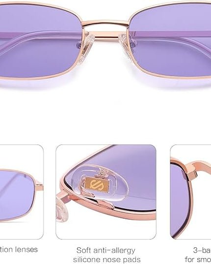 SOJOS Small Trendy Rectangle Sunglasses Womens Mens, Retro 80s 90s Y2k Chic Narrow Thin Skinny Sunnies SJ1187