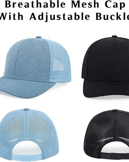 kozinu Unisex Trucker Hats Blank Mesh Snapback Hats Sport Plain Baseball Caps Adjustable Fitted Hat