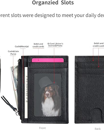 ilovever Slim Wallet for Women Small Leather RFID Blocking Credit Card Holder Minimalist Front Pocket Wallet with Coin Purses & Pouches,Black