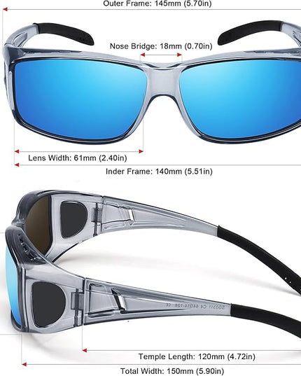 MEETSUN Fit Over Glasses Sunglasses for Men Women,Wrap Around Sunglasses Polarized UV400 Protection