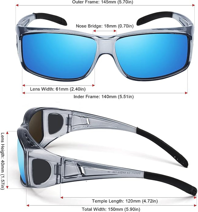 MEETSUN Fit Over Glasses Sunglasses for Men Women,Wrap Around Sunglasses Polarized UV400 Protection
