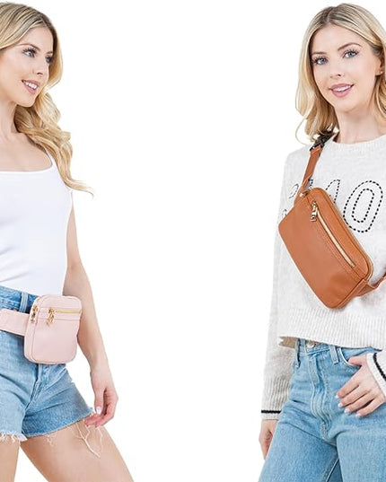 LOVESOME Vegan Leather Everywhere Fashion Waist Bag Fanny Pack Crossbody Bag Belt Bag Sling Bag with Adjustable Strap for Women (Fuchsia)