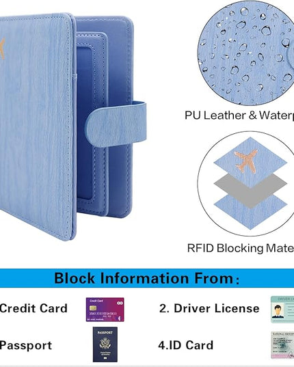 Melsbrinna Rfid Passport Holder for Travel women/Men, Cute Passport Wallet Rfid Blocking Card Slots, Rfid Passport Cover/CaseTravel Wallet, Passport Book Holder (1, Blue4)