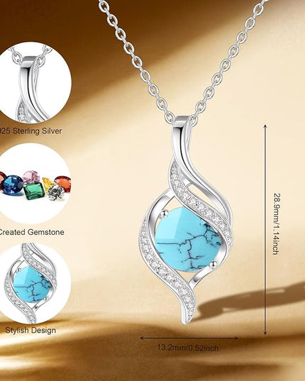 FANCIME Birthstone Necklace for Women Round Cubic Zirconia Necklace S925 Sterling Silver full Love Birthday Gifts for Mom Women